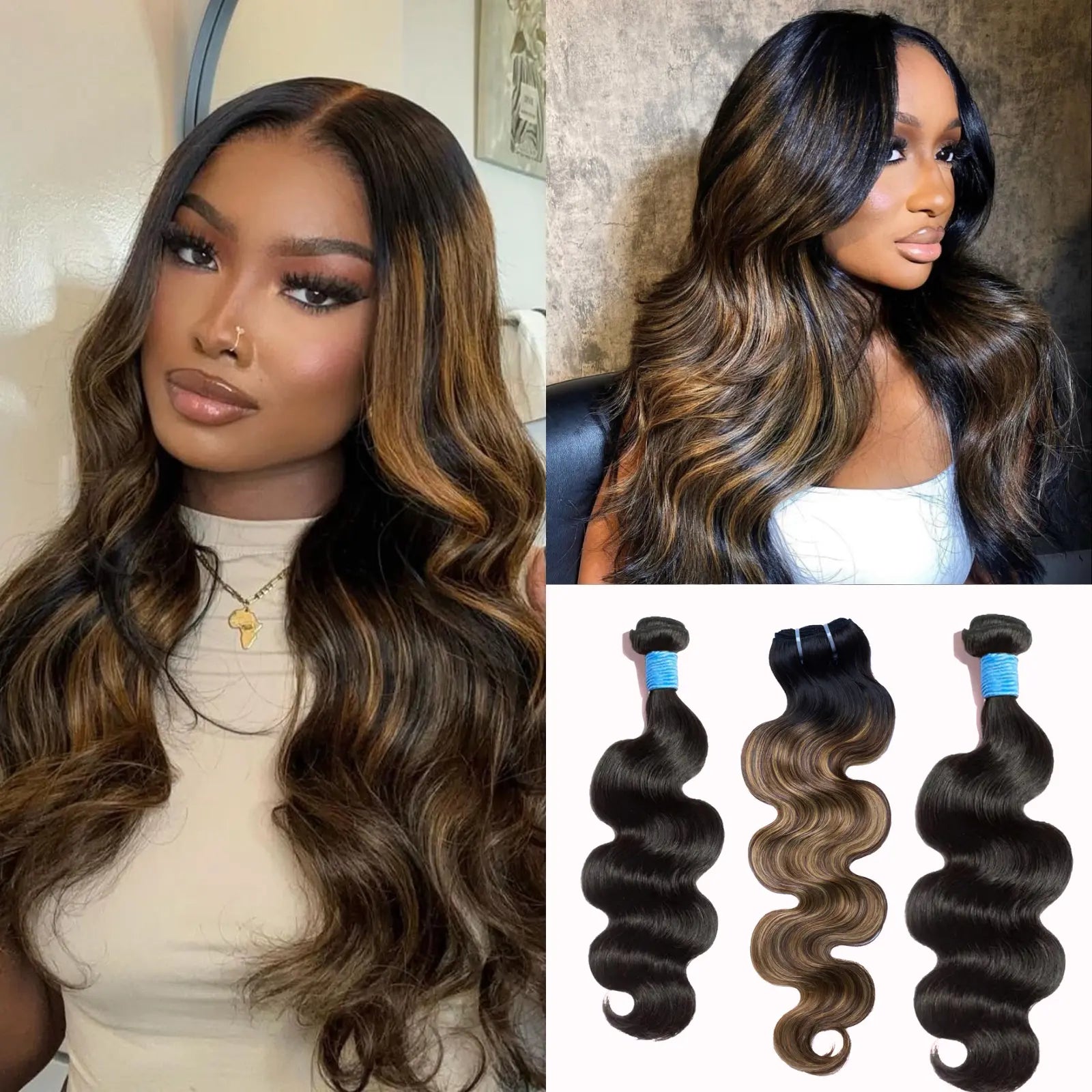 [Ashine] T1B/P4/27 Highlight 10A Brazilian Body Wavy 100% Virgin Human Hair Weave Bundles Hair Extensions