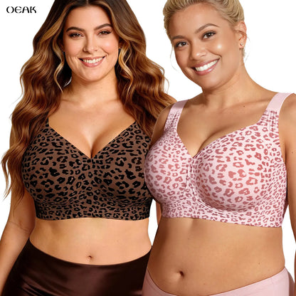 OEAK Womens Jelly Bras Full Coverage Wireless Supportive Bra Push up plus Size Comfort Soft No Underwire Seamless Comfortable Wireless T-Shirt Everyday Bras Wings