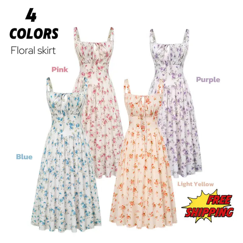 Grace Karin Women'S Floral Midi Dress Corset Sundresses 2026 Summer Spring Vacation Milkmaid Dresses Springstatements