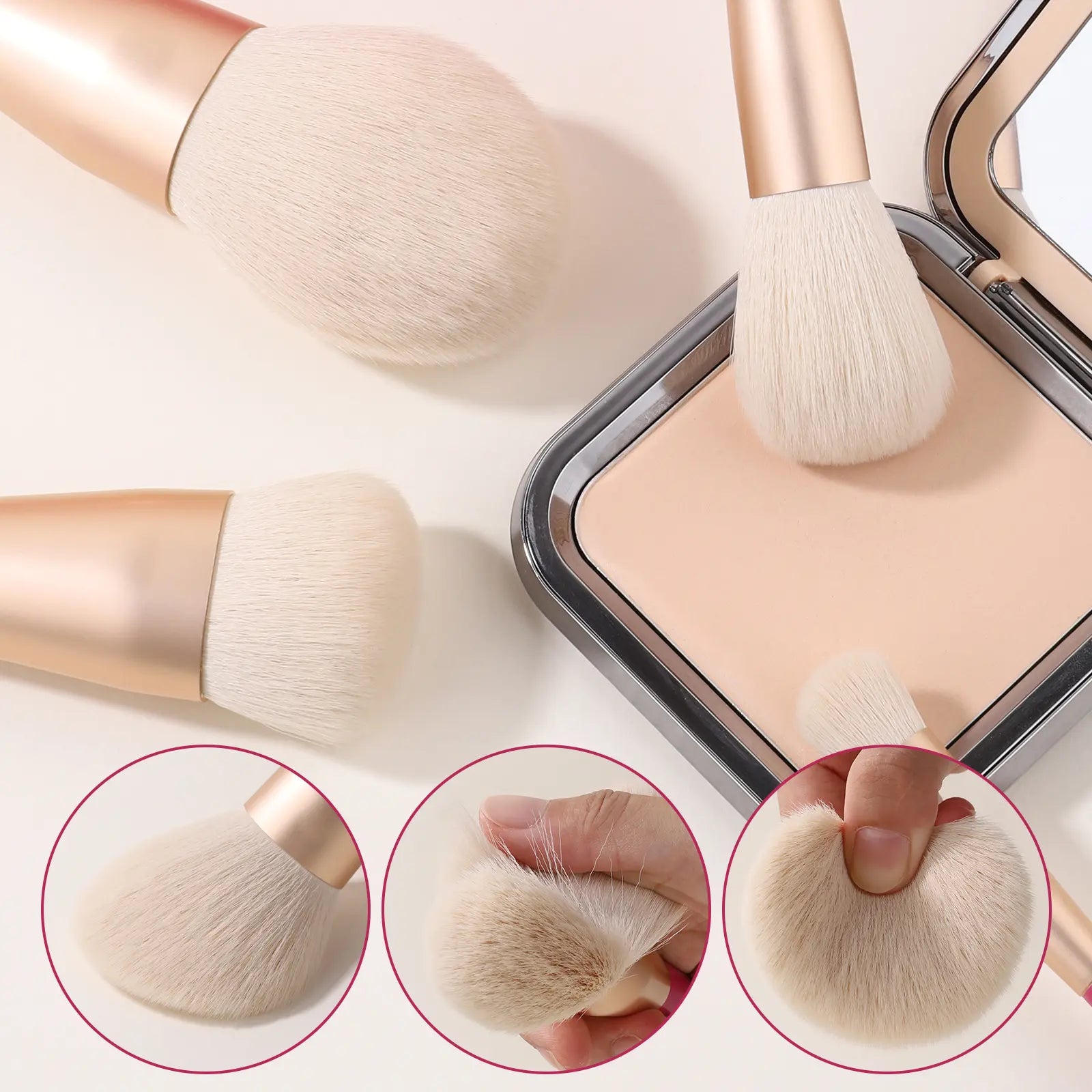 ECHANEW Professional Soft Makeup Brush Kit, with Pink Plush Makeup Bag, 10 Pcs/Set Fixed Makeup Brush, Comfortable Grip, Suitable for Women and Girl Makeup Tools