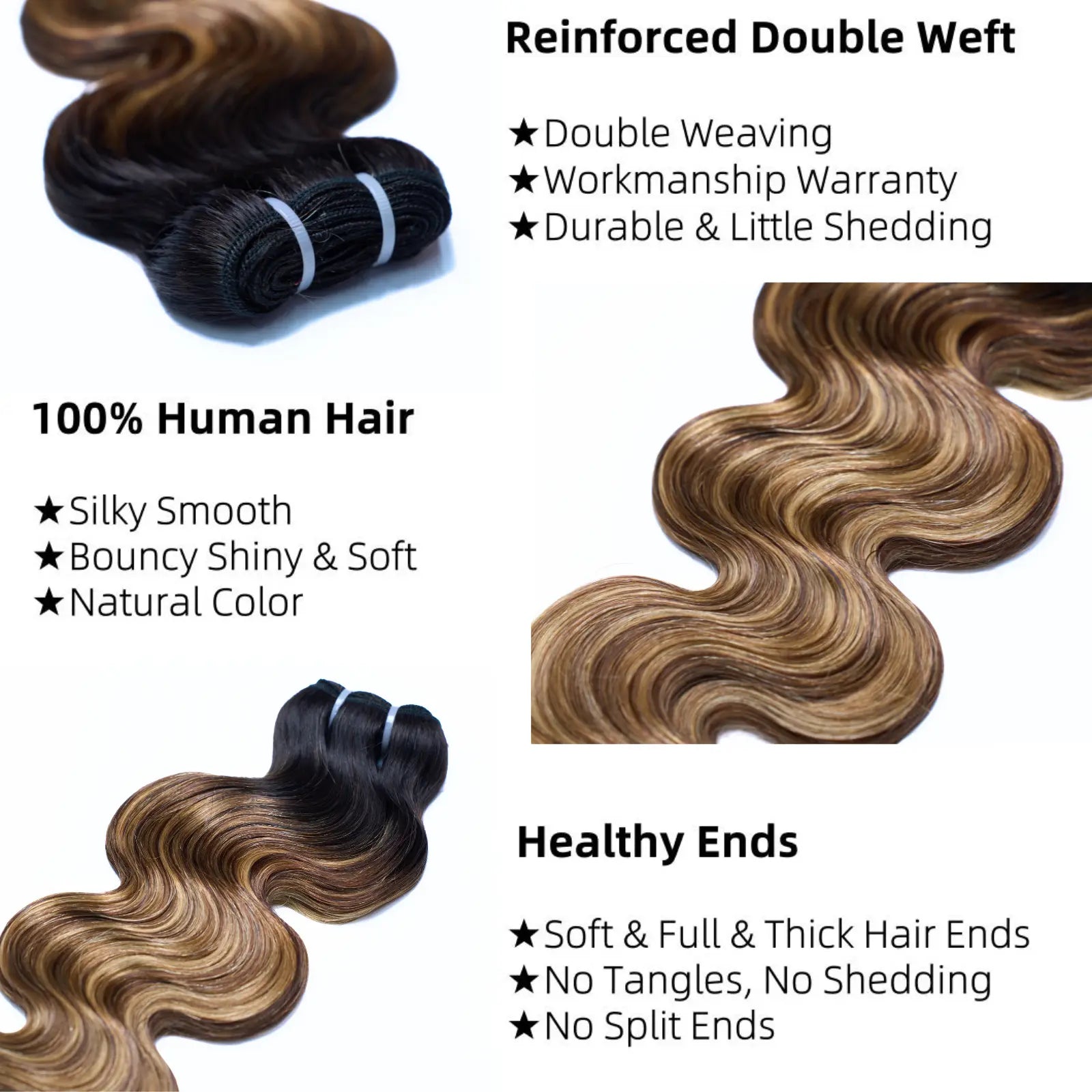 [Ashine] T1B/P4/27 Highlight 10A Brazilian Body Wavy 100% Virgin Human Hair Weave Bundles Hair Extensions