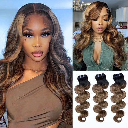 [Ashine] T1B/P4/27 Highlight 10A Brazilian Body Wavy 100% Virgin Human Hair Weave Bundles Hair Extensions