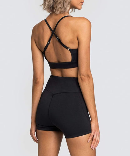 Women'S Workout Sets 2 Piece Yoga Outfits High Waisted Biker Shorts and Cross Back Sports Bra Gym Set
