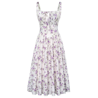 Grace Karin Women'S Floral Midi Dress Corset Sundresses 2026 Summer Spring Vacation Milkmaid Dresses Springstatements