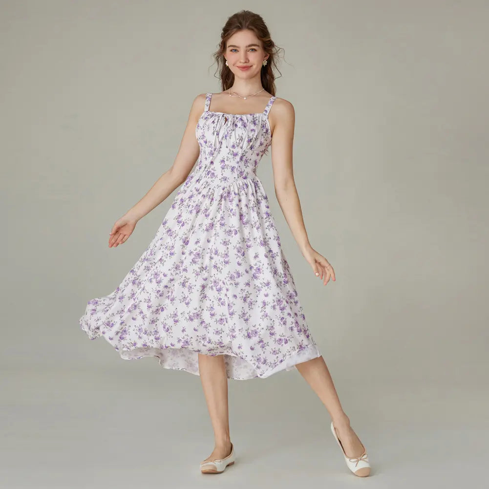 Grace Karin Women'S Floral Midi Dress Corset Sundresses 2026 Summer Spring Vacation Milkmaid Dresses Springstatements
